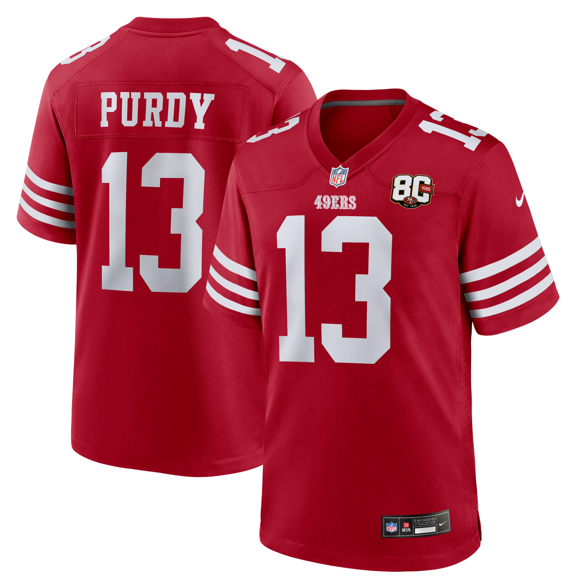 San Francisco 49ers Brock Purdy Nike White 80th Anniversary Game Jersey