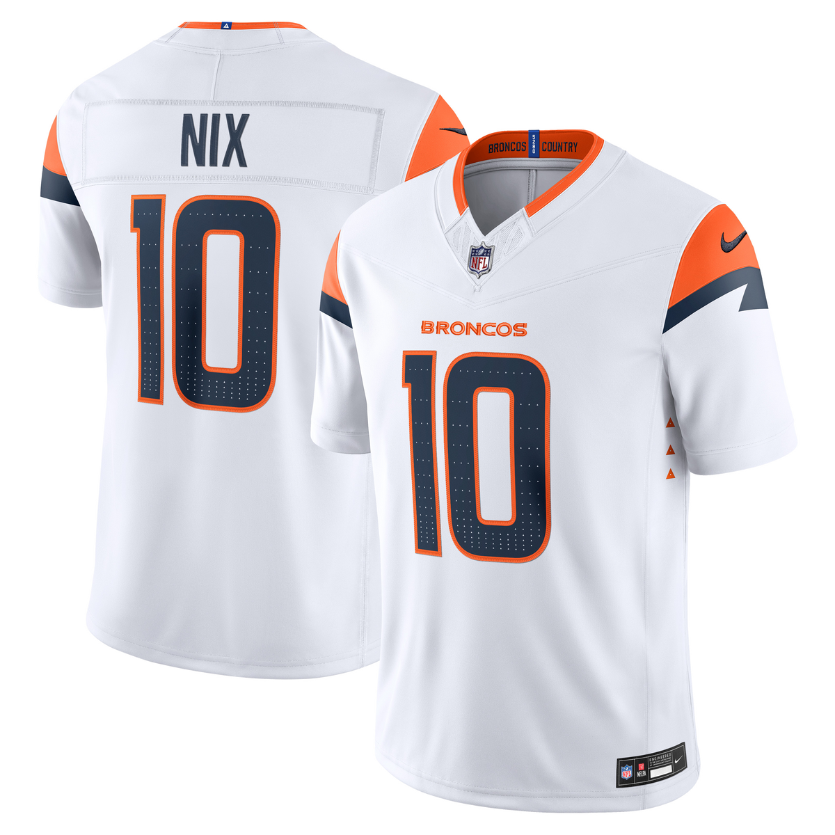 Denver Broncos Bo Nix Nike White Vapor F.U.S.E. Stitched Limited Jersey