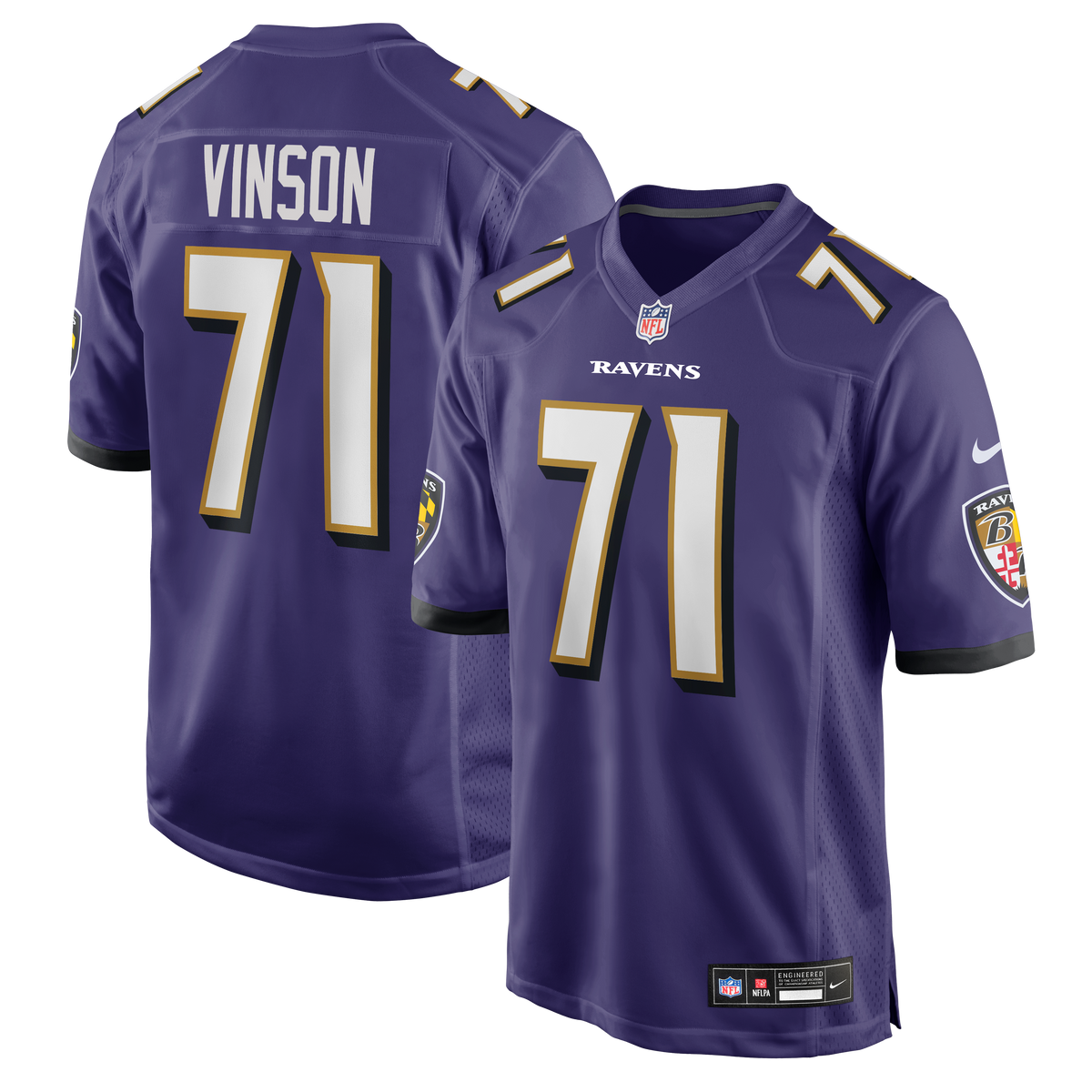 Baltimore Ravens Carson Vinson Nike Purple Team Game Jersey