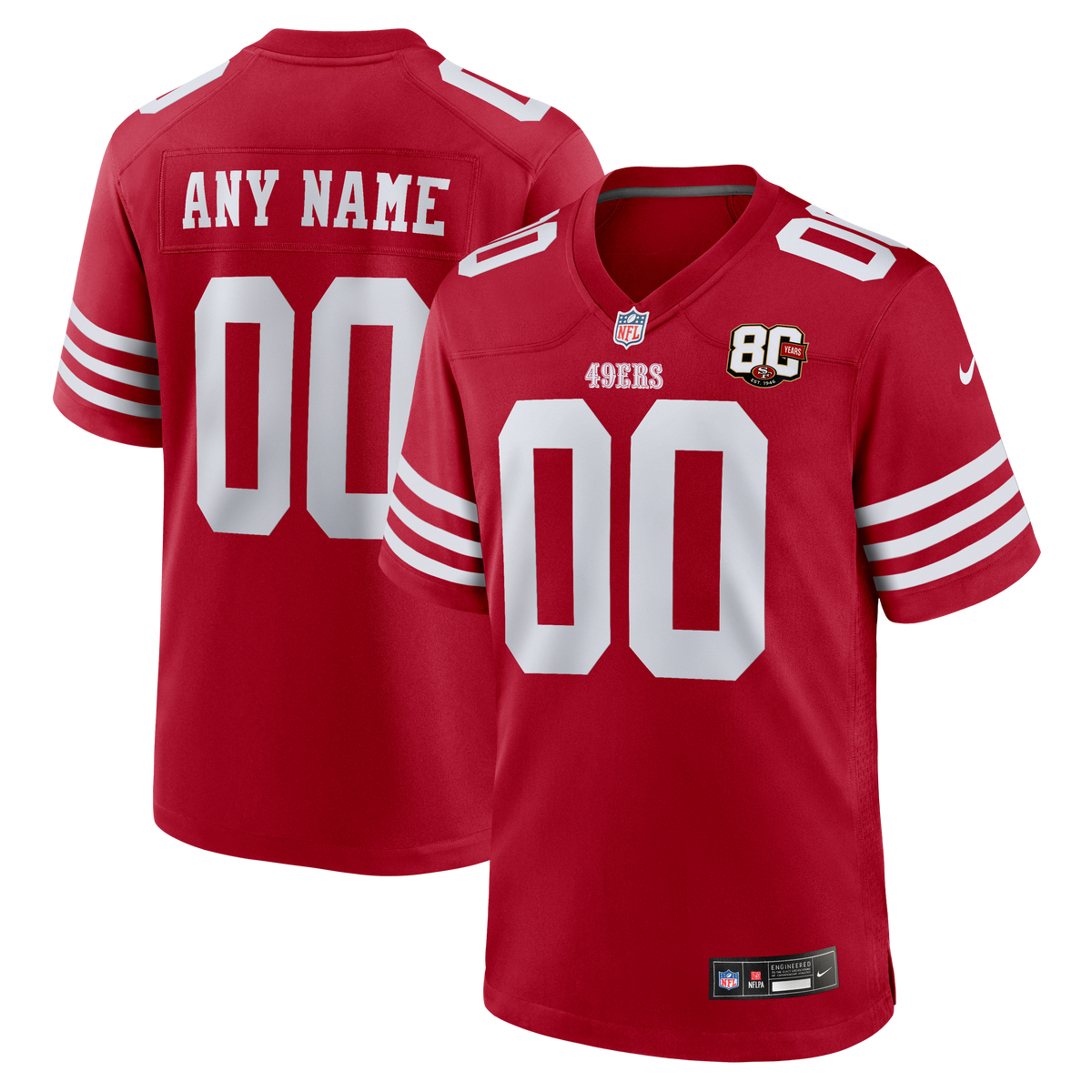 San Francisco 49ers Nike White 80th Anniversary Custom Game Jersey