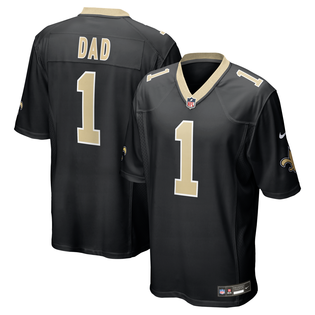 New Orleans Saints Number 1 Dad Nike Black Game Jersey