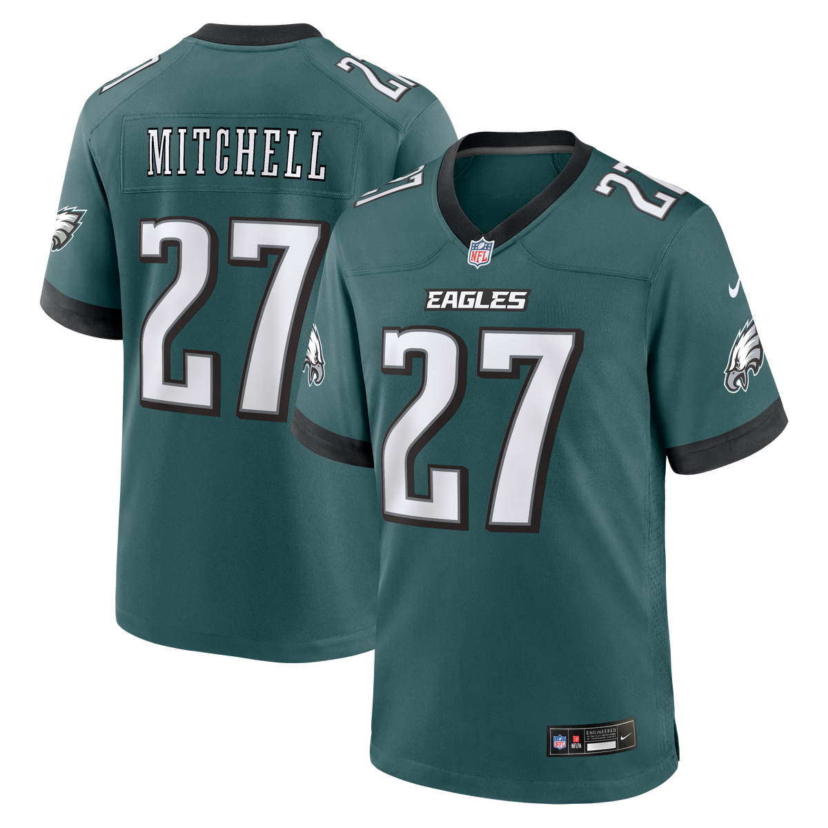 Philadelphia Eagles Quinyon Mitchell Nike Midnight Green Team Game Jersey