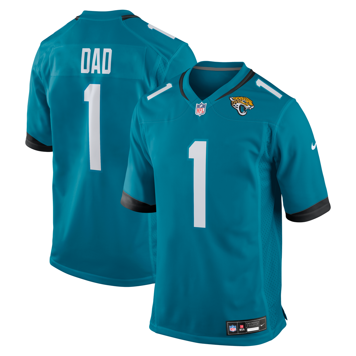 Jacksonville Jaguars Number 1 Dad Nike Teal Game Jersey