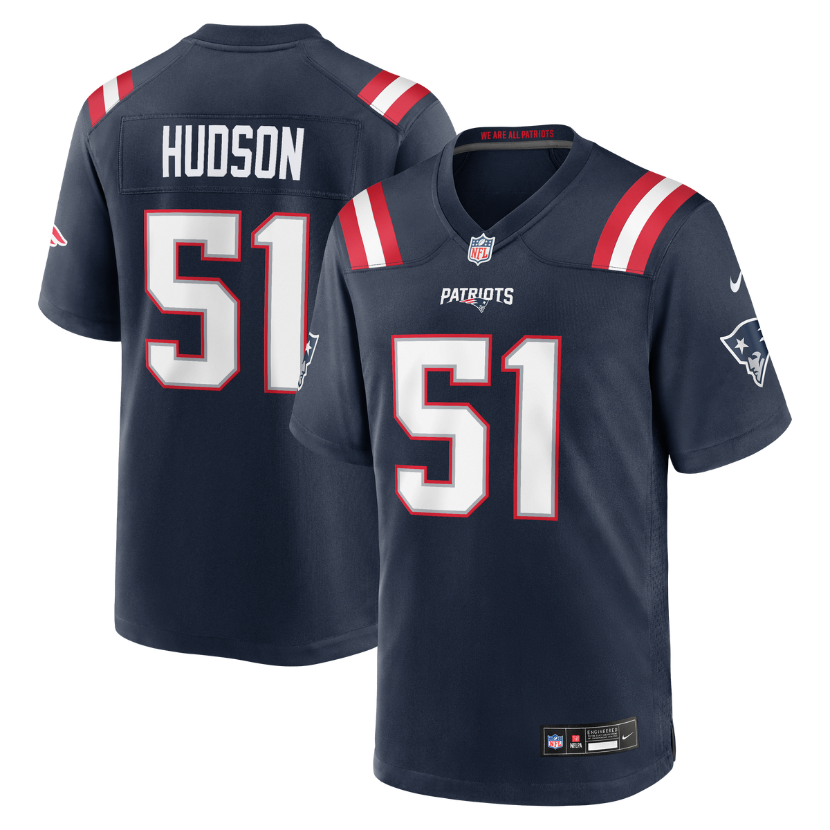 New England Patriots James Hudson Nike Navy Team Game Jersey