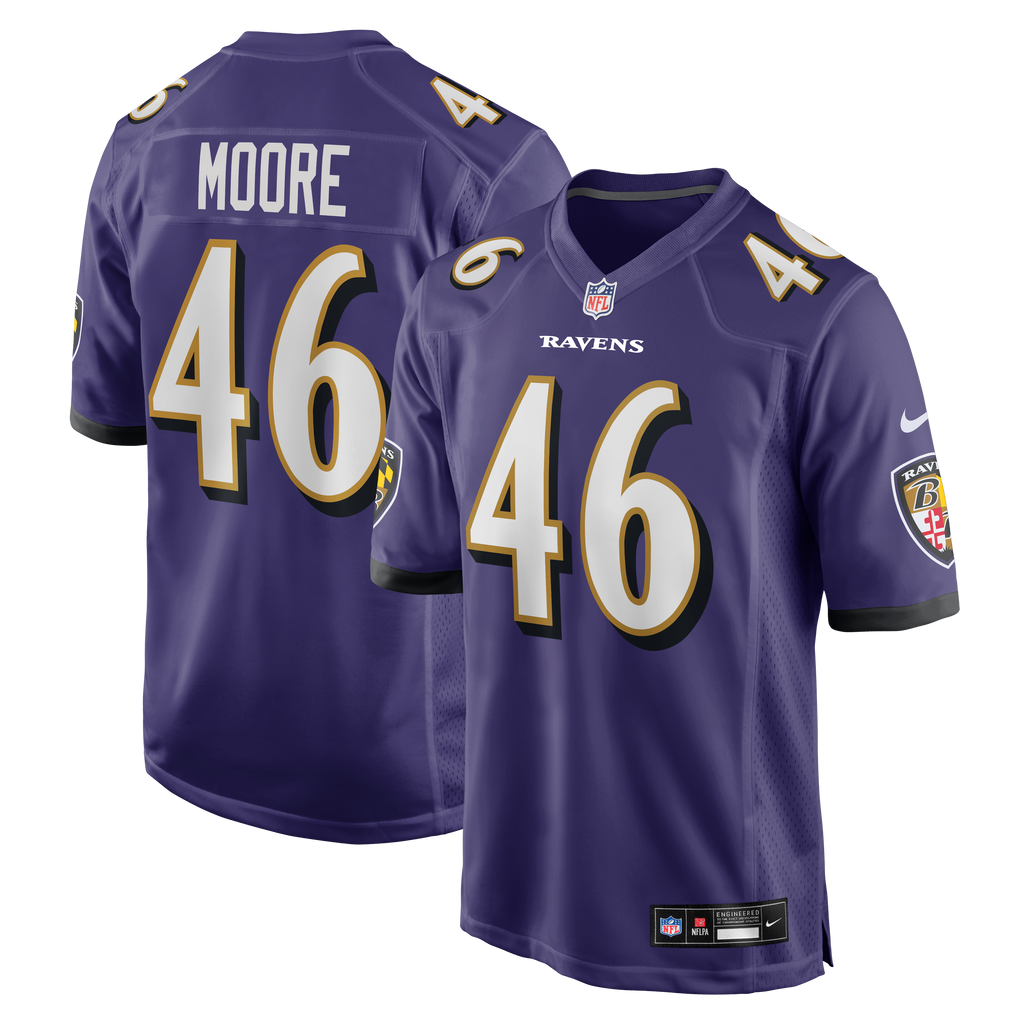 Baltimore Ravens Nick Moore Nike Purple Game Jersey