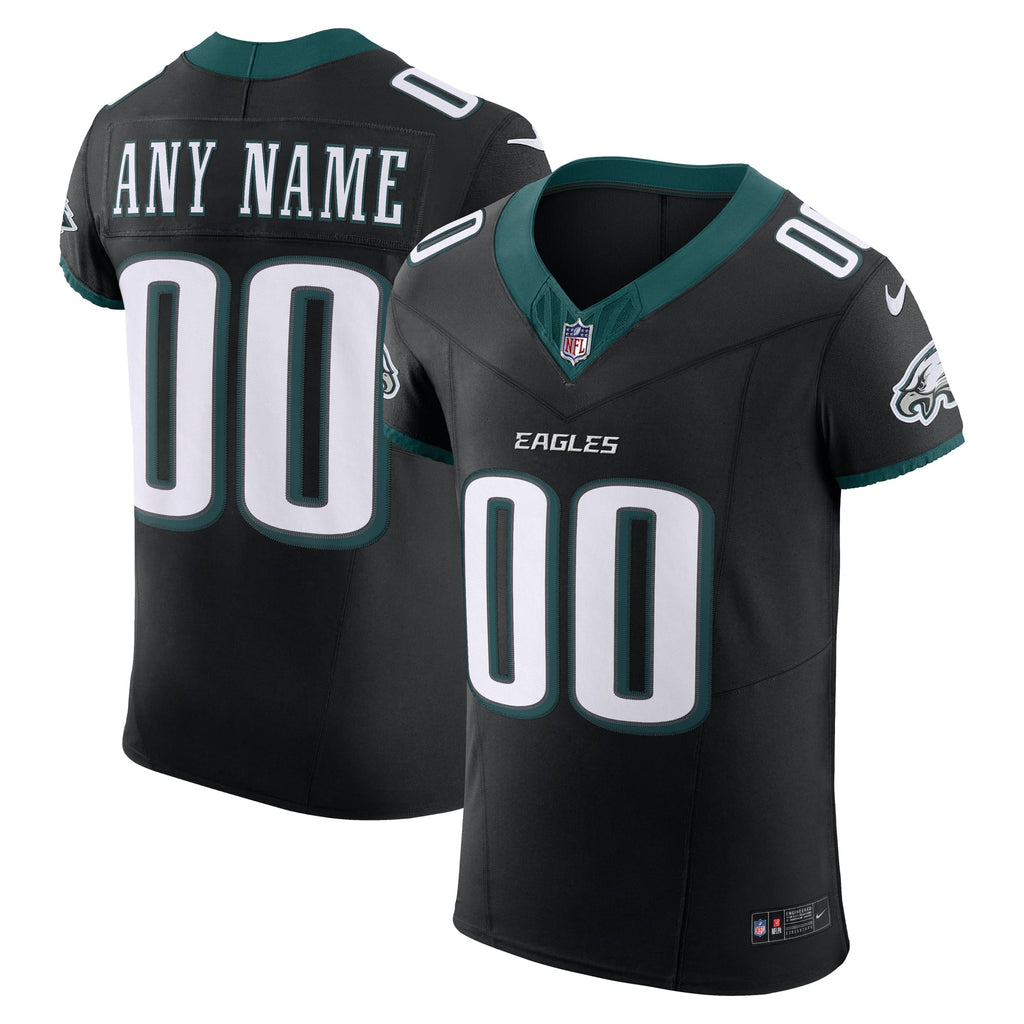 Philadelphia Eagles Nike Black Alternate Vapor F.U.S.E. Elite Custom Jersey