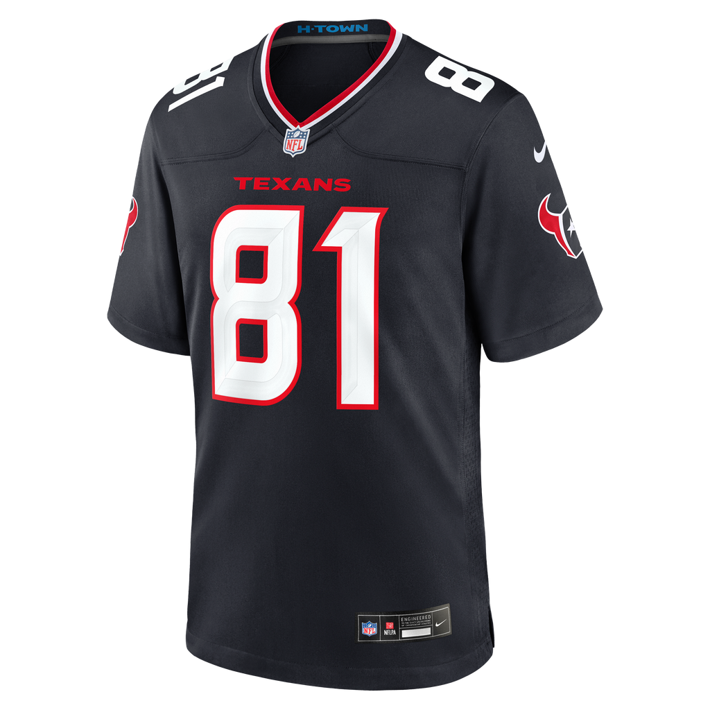 Houston Texans Jayden Higgins Nike Navy Game Jersey