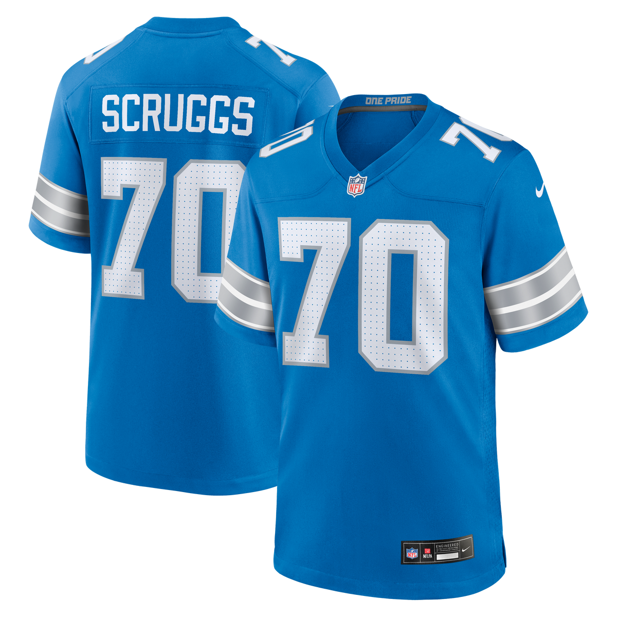 Detroit Lions Juice Scruggs Nike Blue Team Game Jersey