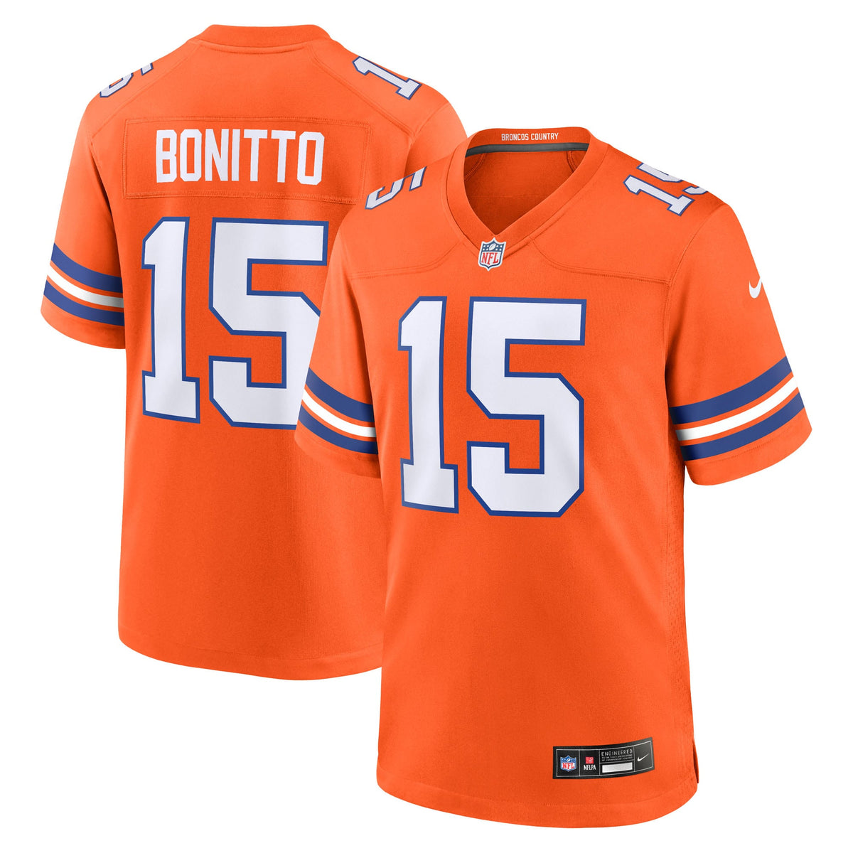Denver Broncos Nik Bonitto Nike Orange Alternate 2 Mile High Collection 1977 Throwback Game Jersey