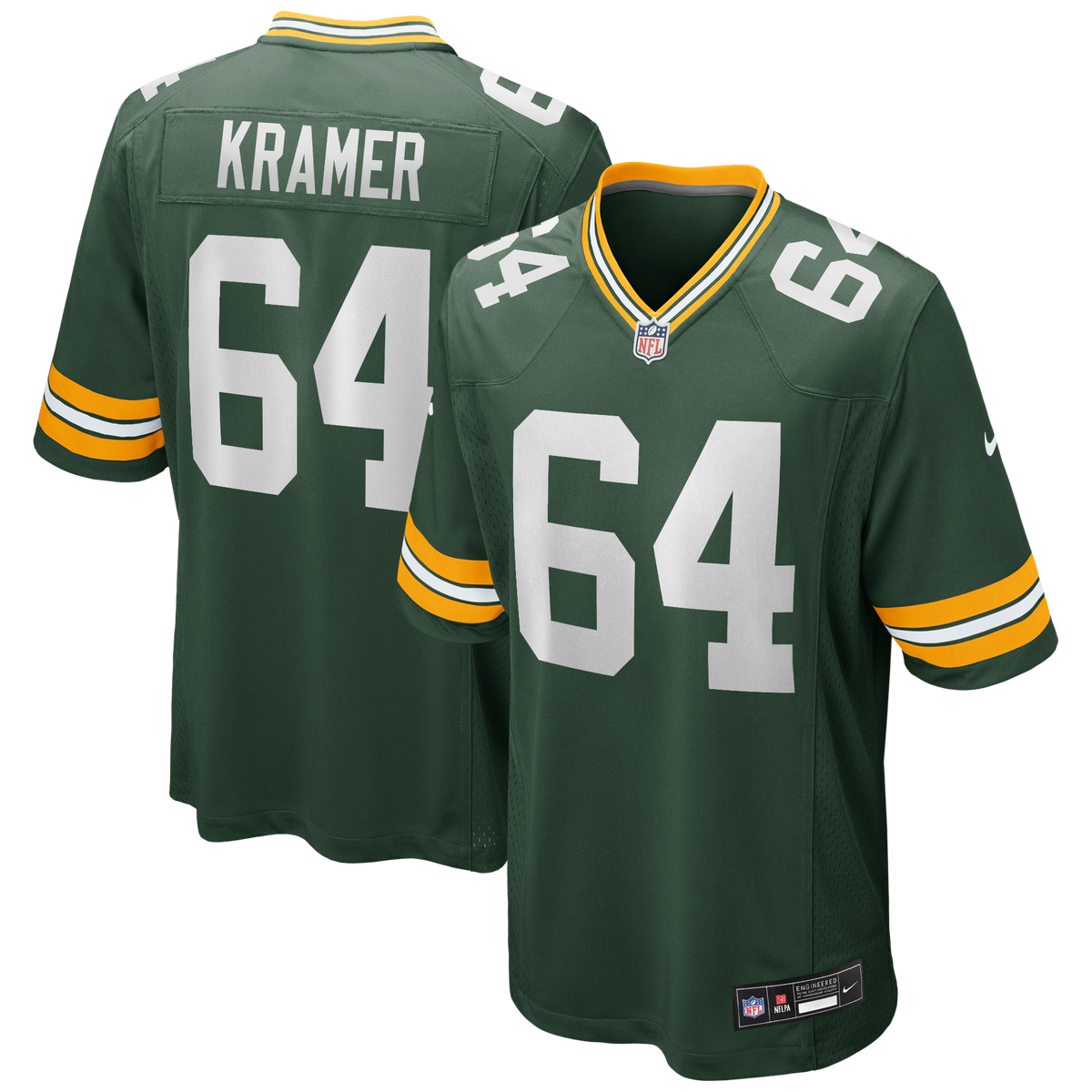 Green Bay Packers Jerry Kramer Nike Green Game Retired Player Jersey