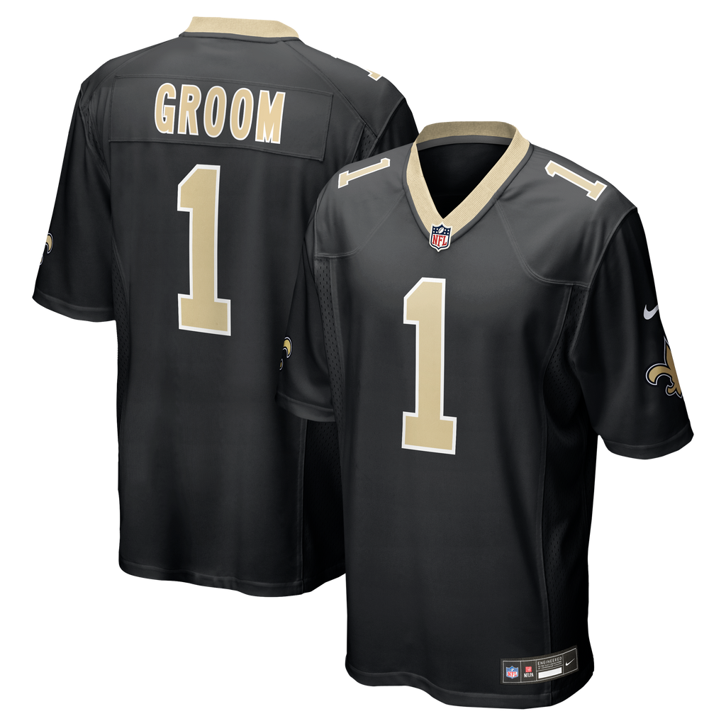New Orleans Saints Number 1 Groom Nike Black Game Jersey