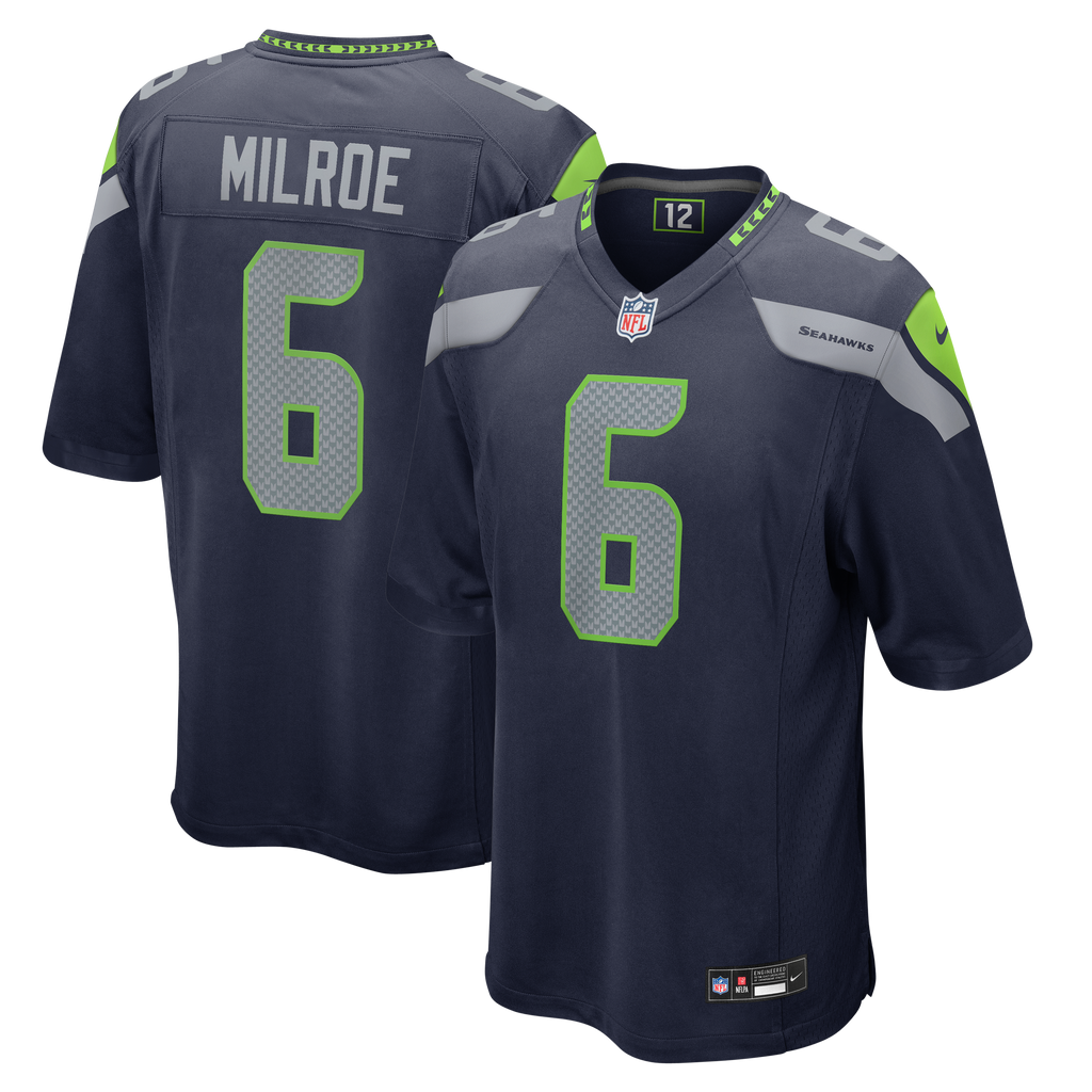 Seattle Seahawks Jalen Milroe Nike College Navy Team Game Jersey