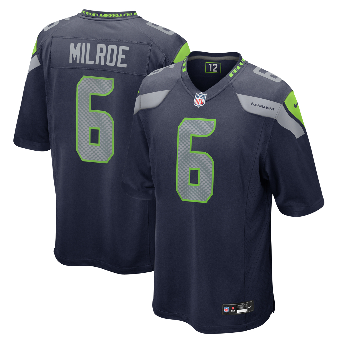 Seattle Seahawks Jalen Milroe Nike College Navy Team Game Jersey