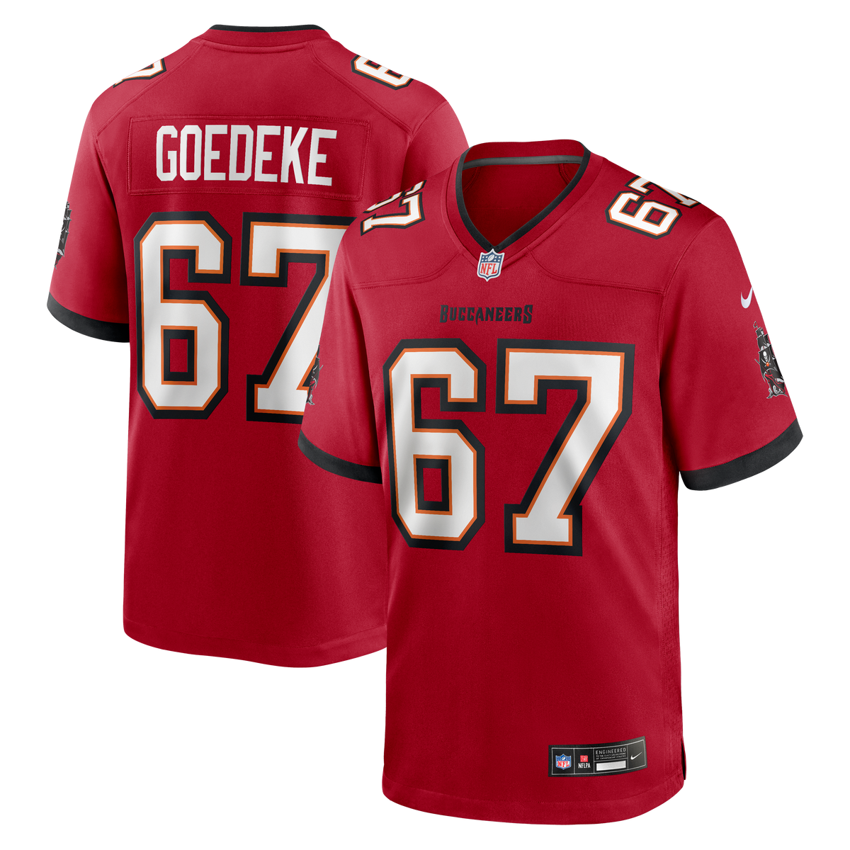 Tampa Bay Buccaneers Luke Goedeke Nike Red Game Player Jersey