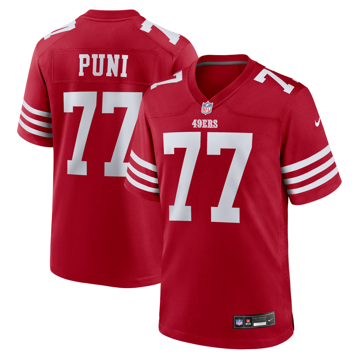 San Francisco 49ers Dominick Puni Nike Scarlet Team Game Jersey