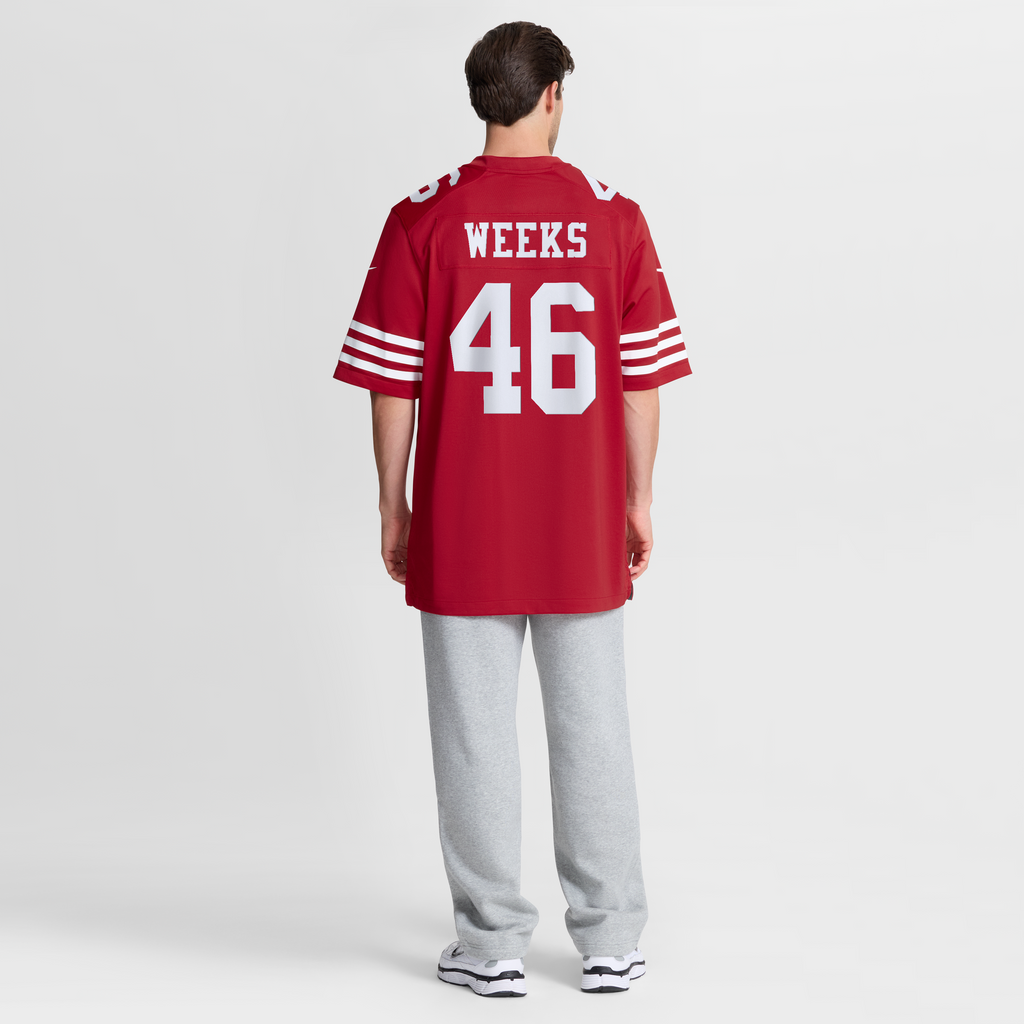 San Francisco 49ers Jon Weeks Nike Scarlet Team Game Jersey
