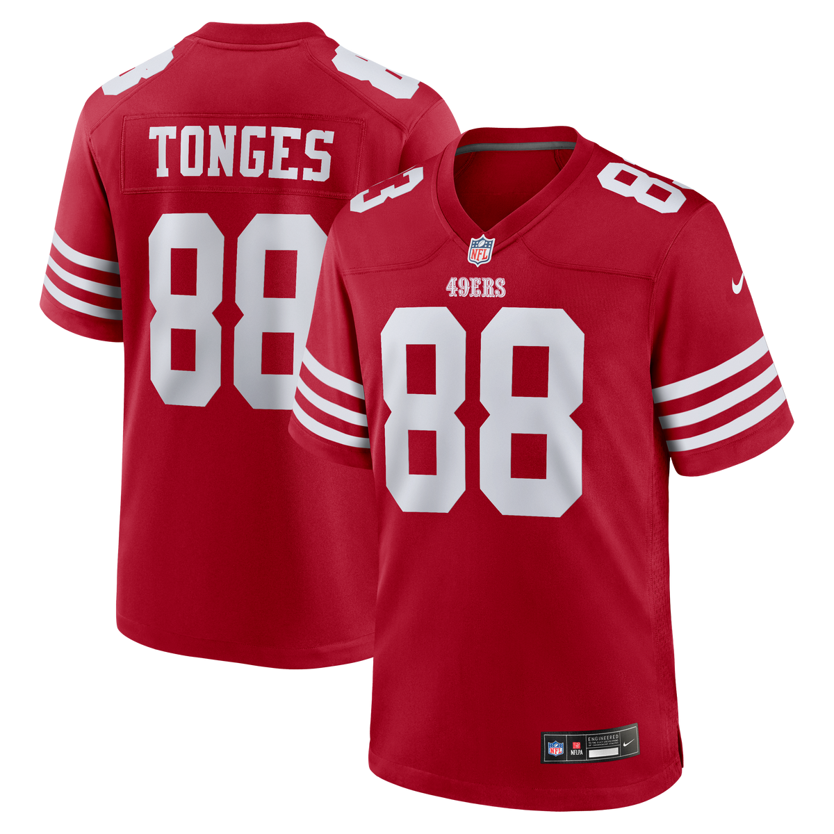 San Francisco 49ers Jake Tonges Nike Scarlet Team Game Jersey
