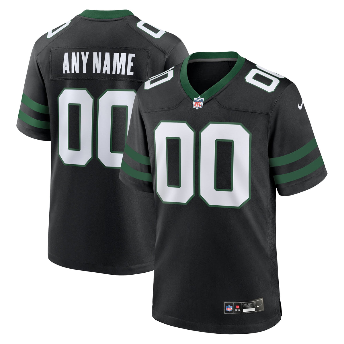 New York Jets Nike Legacy Black Alternate Custom Game Jersey