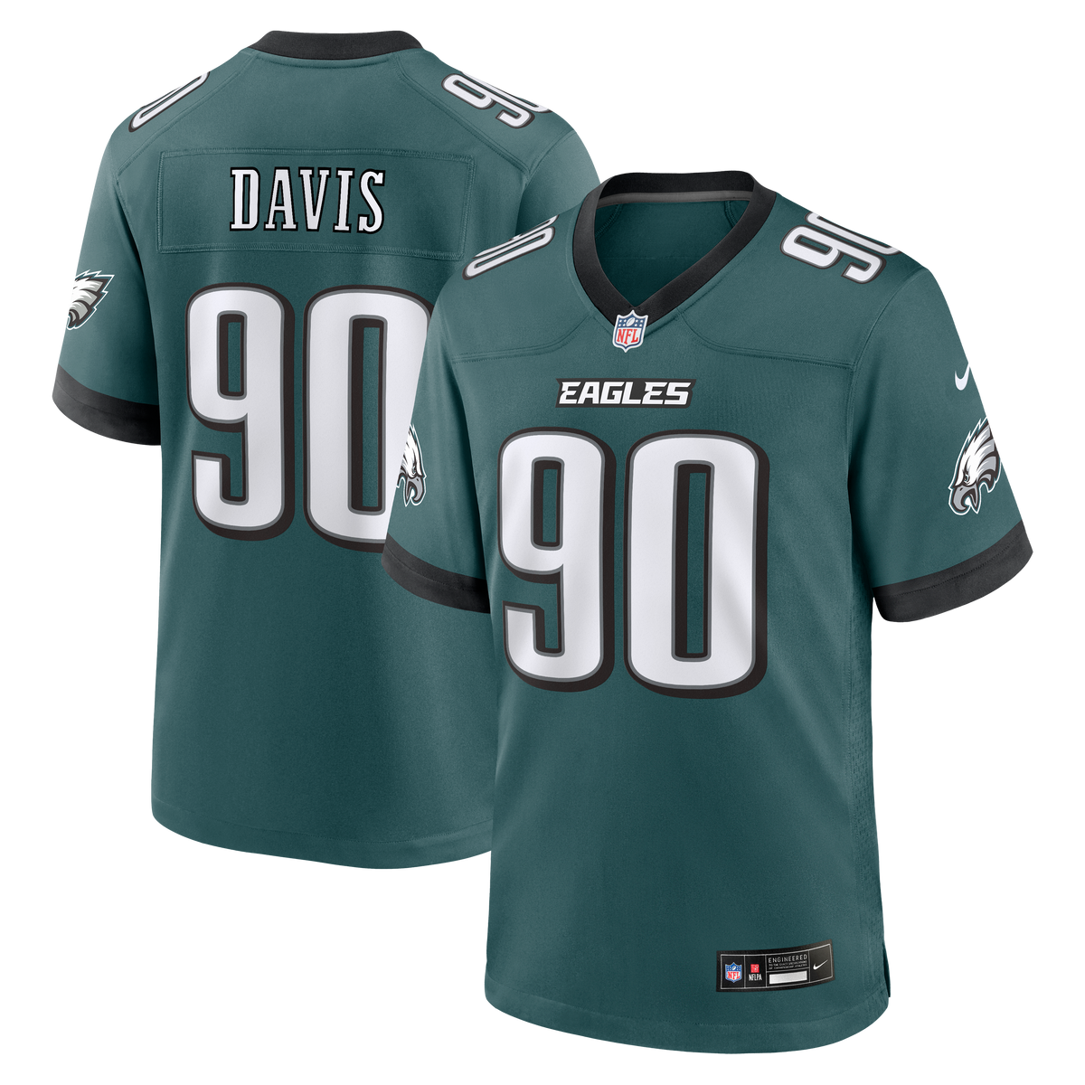 Philadelphia Eagles Jordan Davis Nike Midnight Green Team Game Jersey