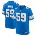 Detroit Lions Giovanni Manu Nike Blue Team Game Jersey