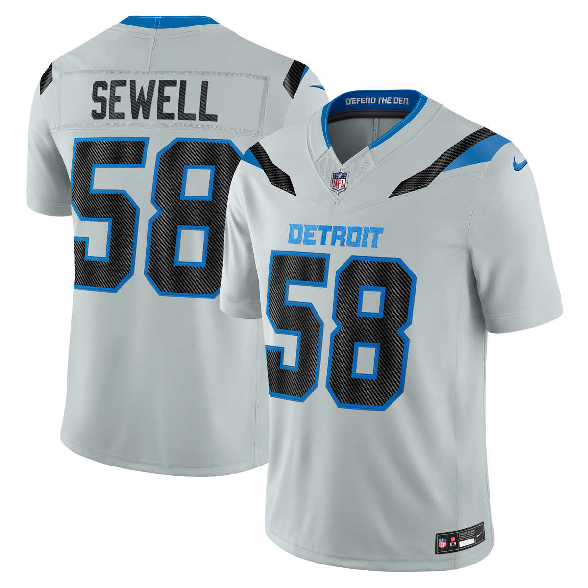 Detroit Lions Penei Sewell Nike Silver 2026 Rivalries Collection Stitched Limited Jersey