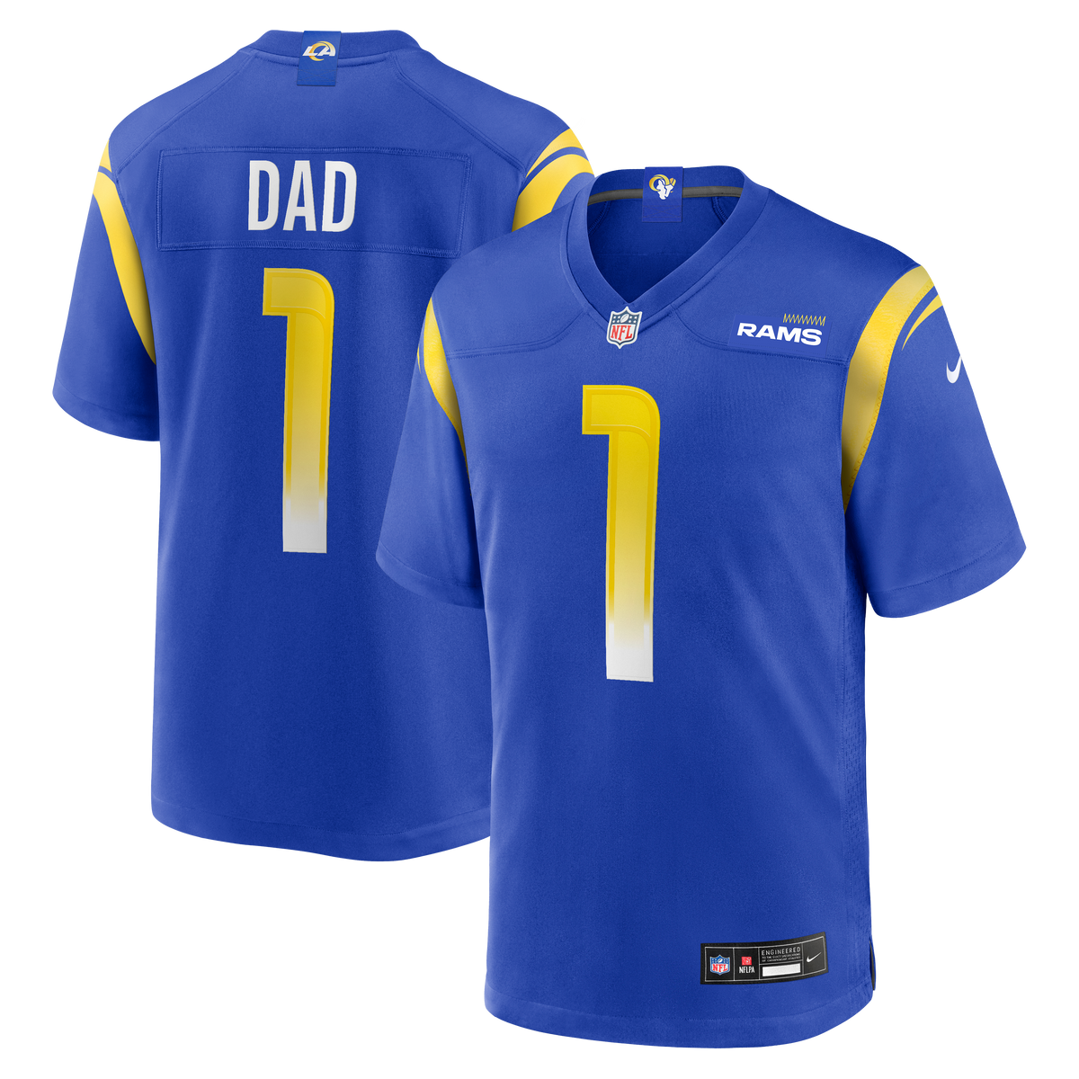 Los Angeles Rams Number 1 Dad Nike Royal Game Jersey