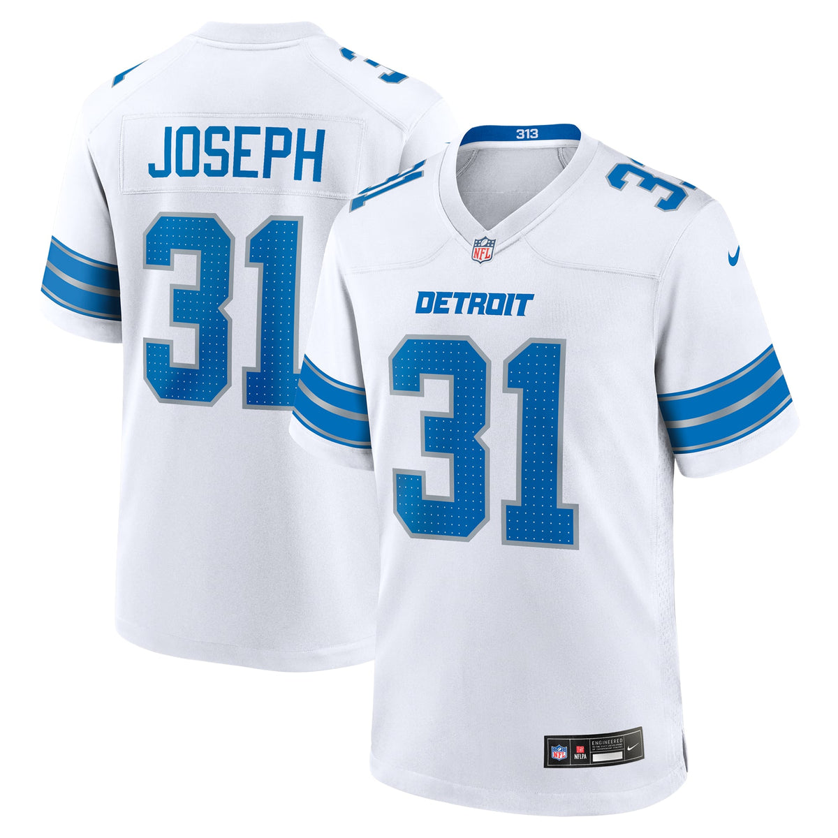 Detroit Lions Kerby Joseph Nike White Game Jersey