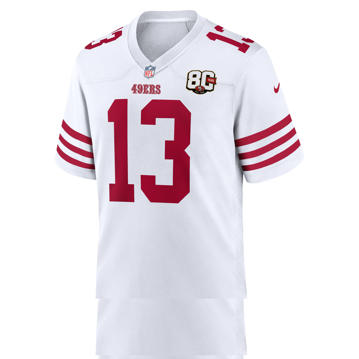 San Francisco 49ers Brock Purdy Nike White 80th Anniversary Game Jersey