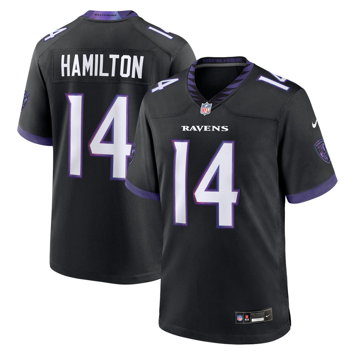 Baltimore Ravens Kyle Hamilton Nike Black Alternate Game Jersey