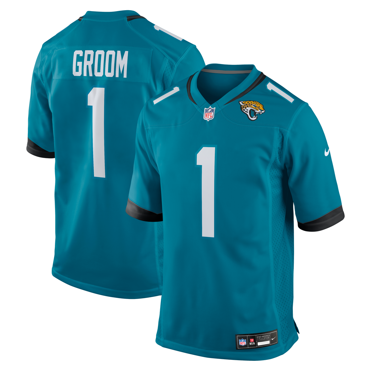 Jacksonville Jaguars Number 1 Groom Nike Teal Game Jersey