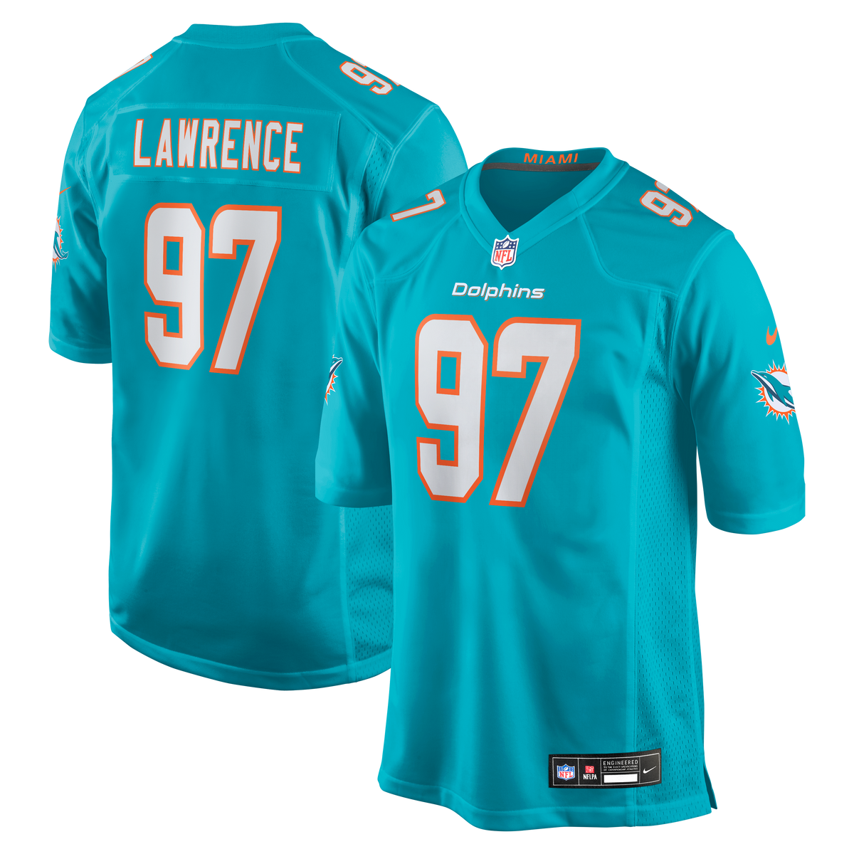 Miami Dolphins Rashard Lawrence Nike Aqua Team Game Jersey