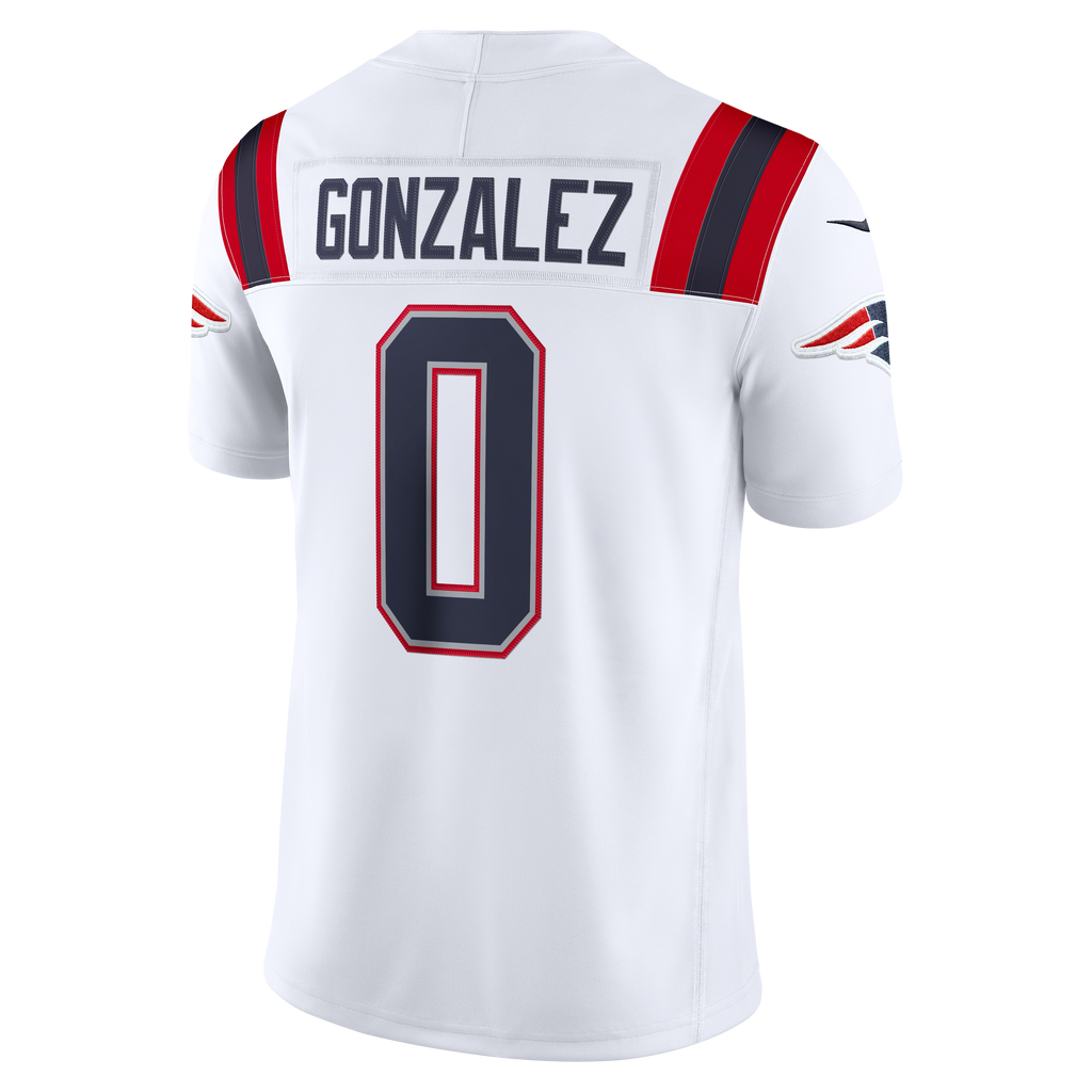 New England Patriots Christian Gonzalez Nike White Vapor F.U.S.E. Stitched Limited Jersey