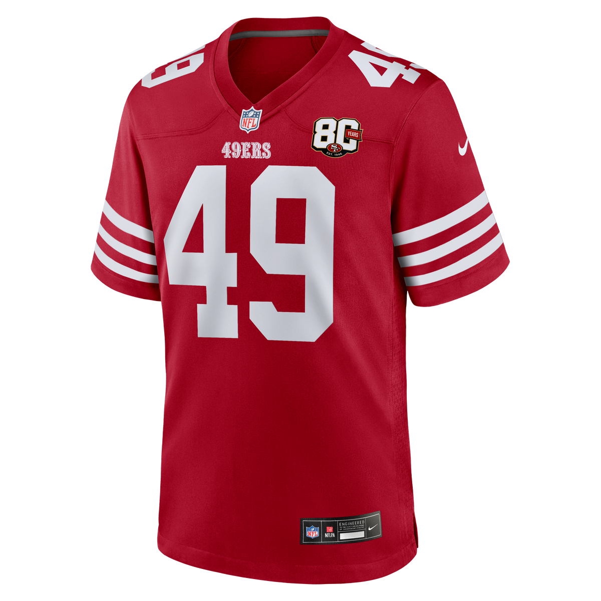 San Francisco 49ers The Faithful Nike Scarlet 80th Anniversary Game Jersey