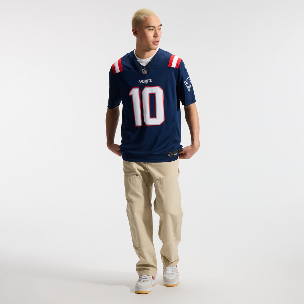 New England Patriots Drake Maye Nike Navy Team Vapor F.U.S.E. Stitched Limited Jersey