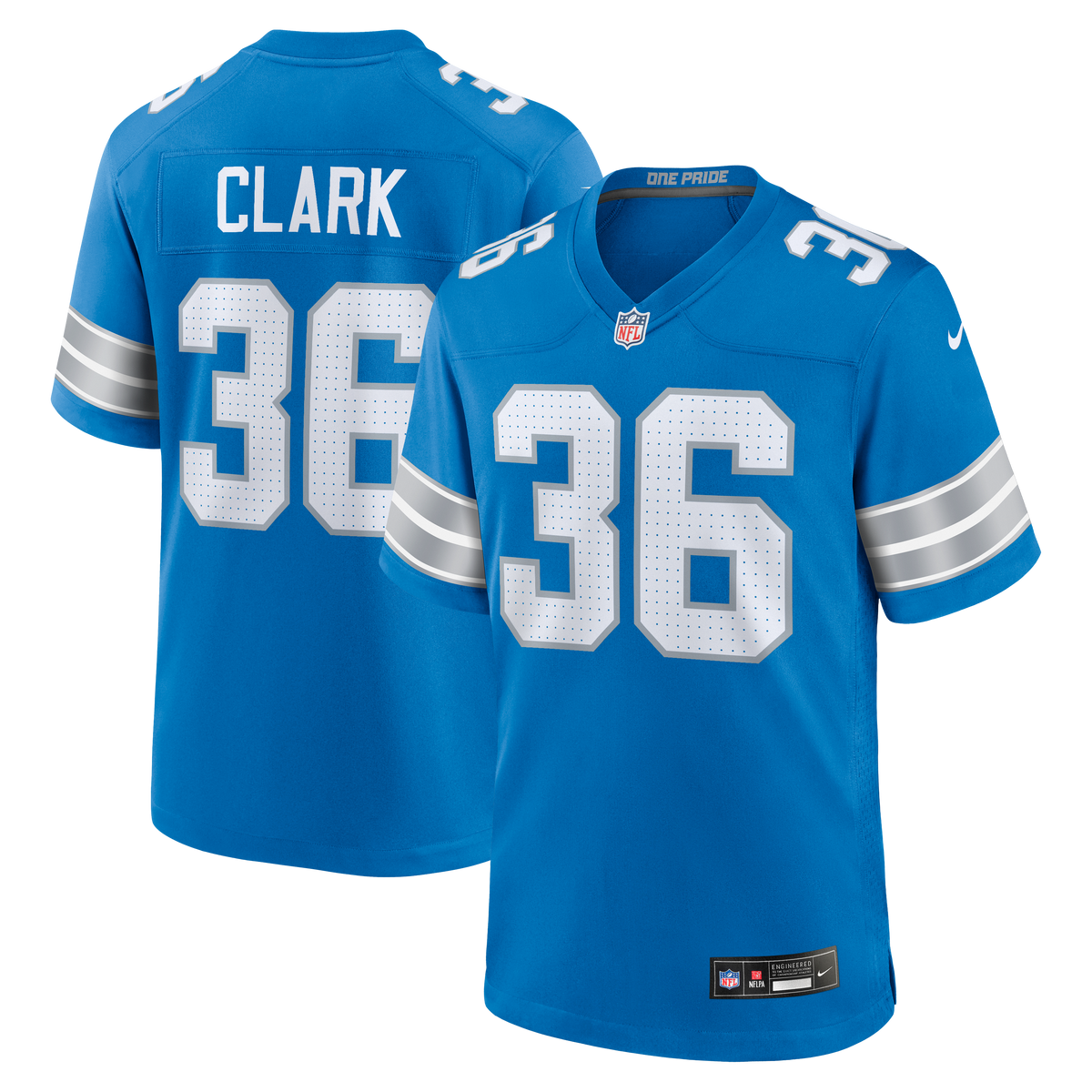 Detroit Lions Chuck Clark Nike Blue Team Game Jersey