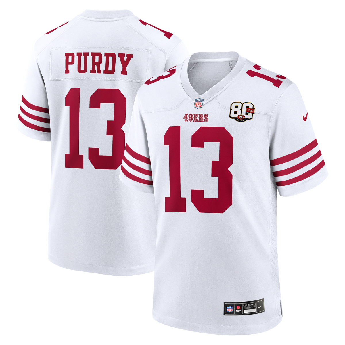 San Francisco 49ers Brock Purdy Nike Scarlet 80th Anniversary Game Jersey