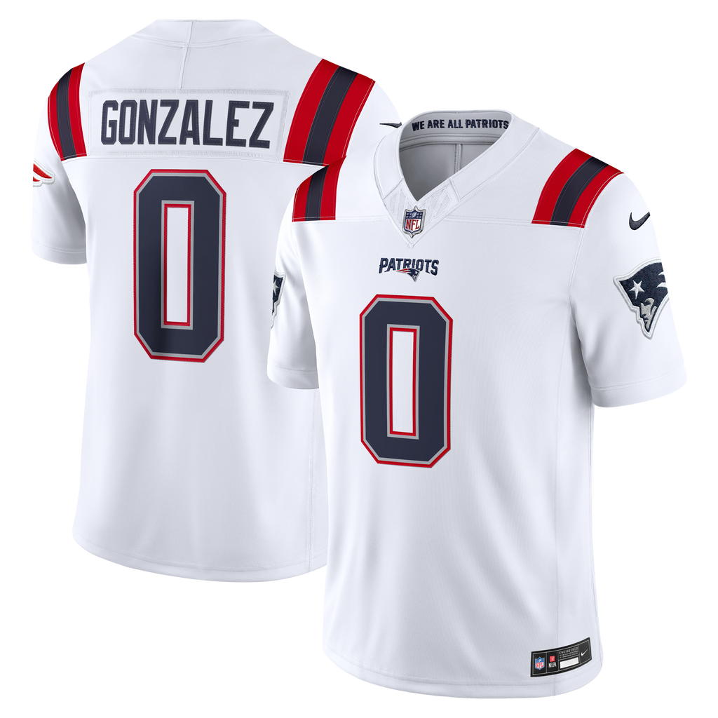 New England Patriots Christian Gonzalez Nike White Vapor F.U.S.E. Stitched Limited Jersey