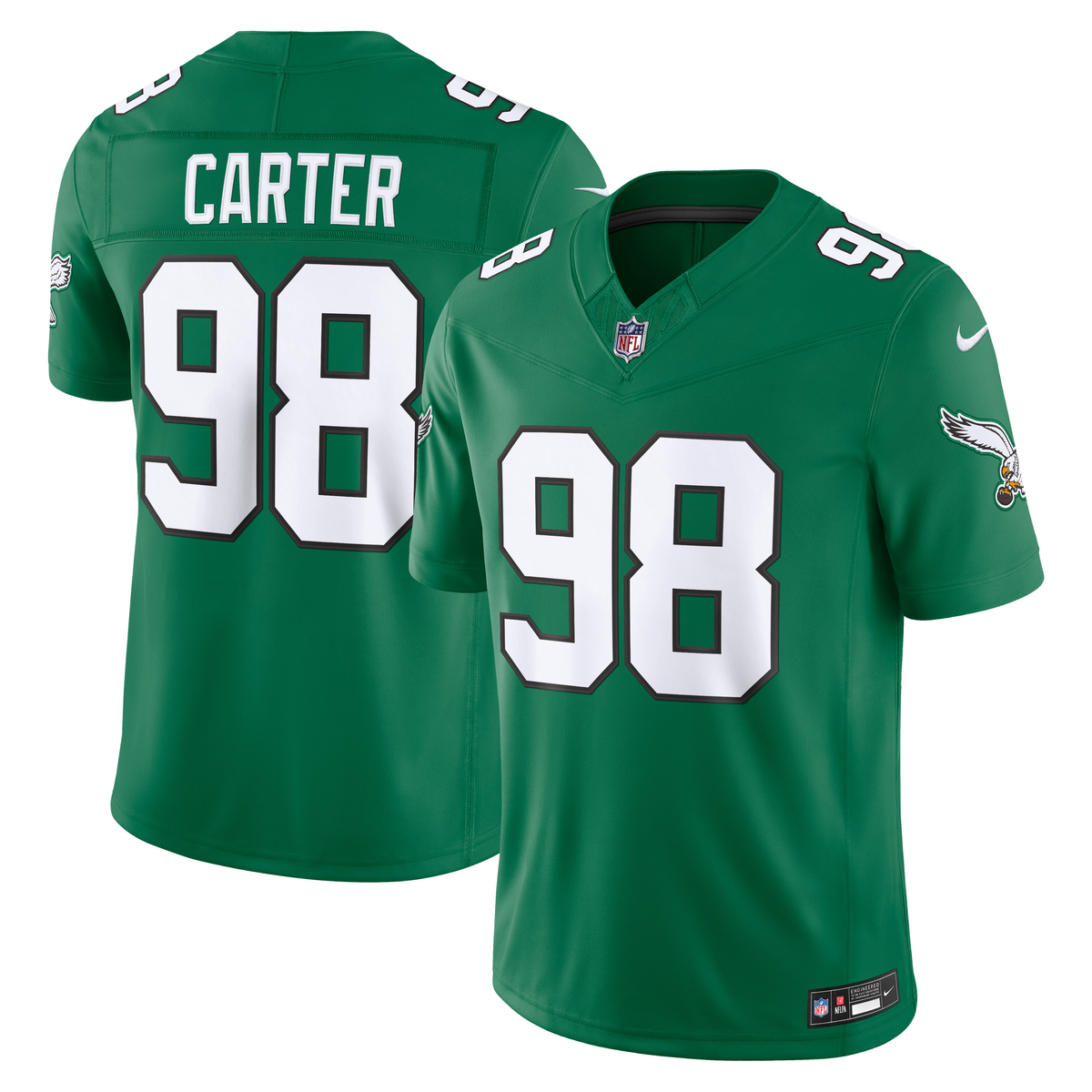 Philadelphia Eagles Jalen Carter Nike Kelly Green Alternate Vapor F.U.S.E. Stitched Limited Jersey