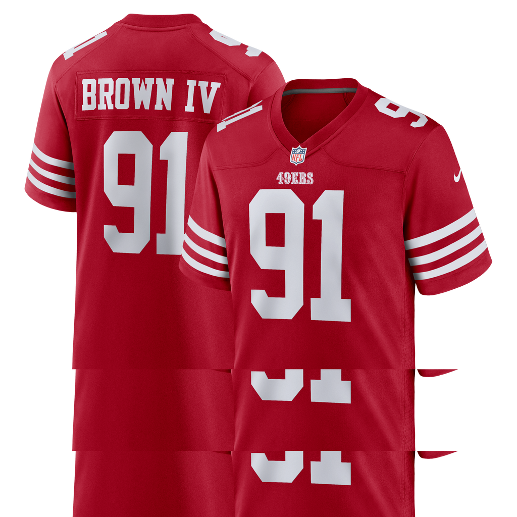 San Francisco 49ers Earnest Brown IV Nike Scarlet Team Game Jersey