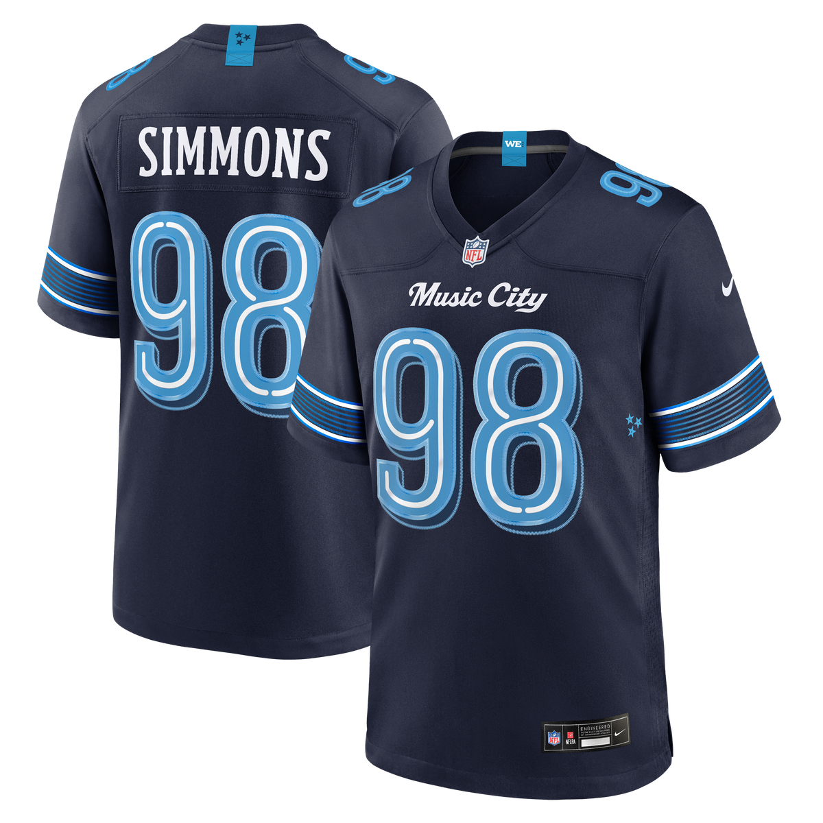 Tennessee Titans Jeffery Simmons Nike Navy 2026 Rivalries Collection Game Jersey