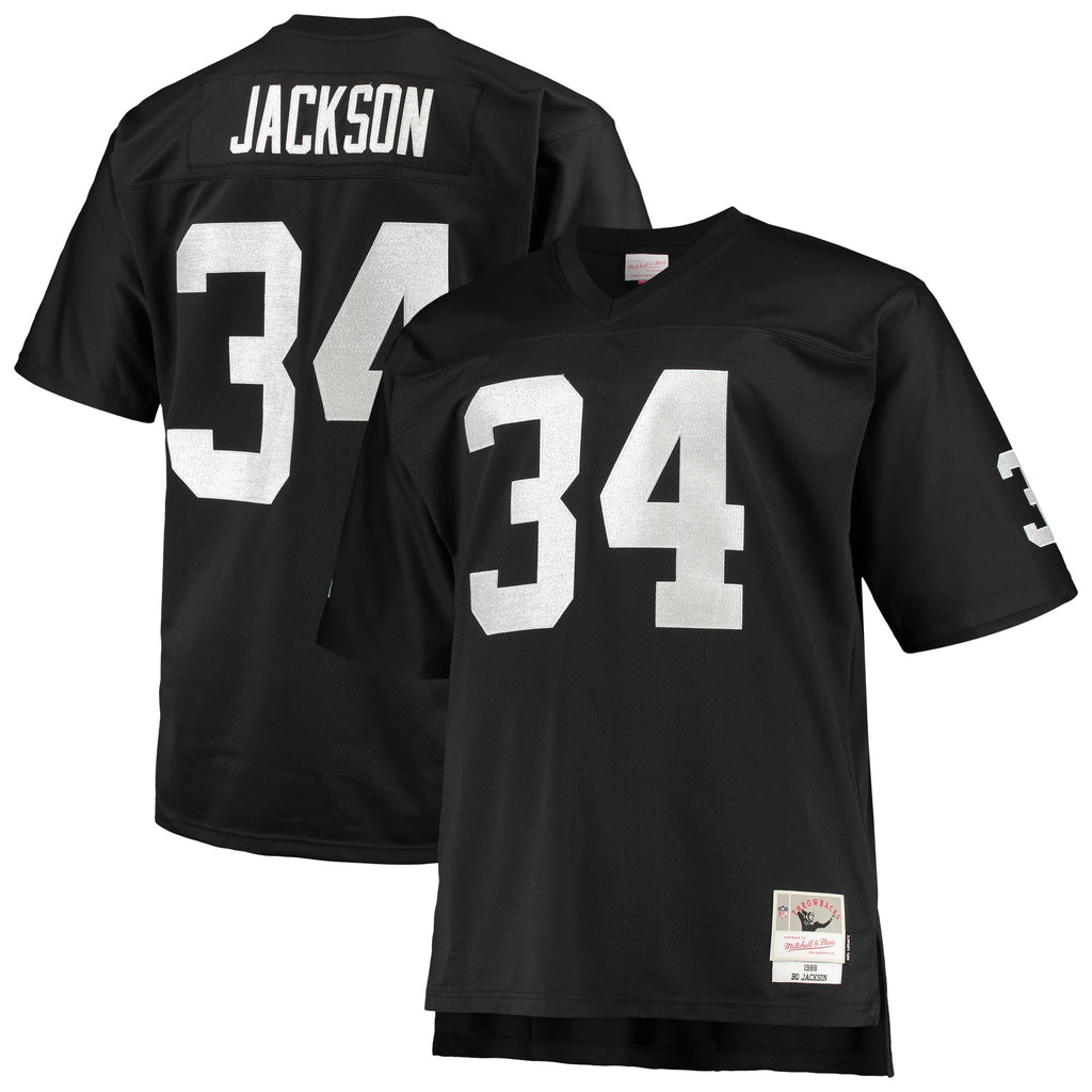 Las Vegas Raiders Bo Jackson Mitchell & Ness Black Big & Tall 1988 Retired Player Replica Jersey
