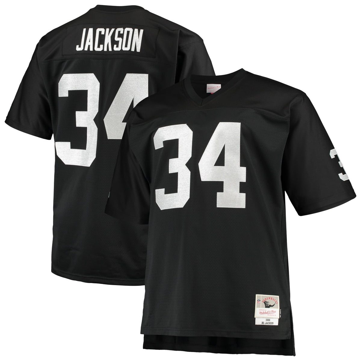 Las Vegas Raiders Bo Jackson Mitchell & Ness Black Big & Tall 1988 Retired Player Replica Jersey